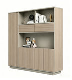 實用淺木色帶櫃桶組合文件櫃 Practical Light Wood Combination File Cabinet with Drawers