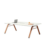 簡約白色長方形帶線盒小型會議枱 Minimalist White Small Conference Table