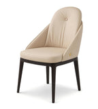 Modern Luxury Beige PU Leather Ash Wood Dining Chair