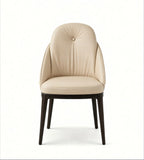 Modern Luxury Beige PU Leather Ash Wood Dining Chair