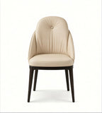 現代輕奢米色西皮白蠟木腳餐椅 Modern Luxury Beige PU Leather Ash Wood Dining Chair