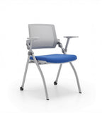 現代藍色網背帶轆摺合式培訓椅 Modern Foldable Mesh Training Chair
