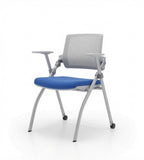 現代藍色網背帶轆摺合式培訓椅 Modern Foldable Mesh Training Chair