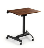 靈活胡桃木色帶轆桌面可翻轉升降辦公枱 Walnut Mobile Adjustable Desk