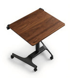 靈活胡桃木色帶轆桌面可翻轉升降辦公枱 Walnut Mobile Adjustable Desk