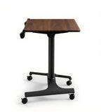 靈活胡桃木色帶轆桌面可翻轉升降辦公枱 Walnut Mobile Adjustable Desk