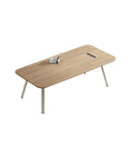 簡約淺木色長方形帶線盒會議枱 Minimalist Light Wood Conference Table