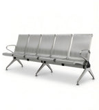 Durable Stainless Steel High-Back Waiting Chair with Armrests