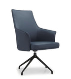 現代深藍色真皮帶扶手辦公椅 Modern Leather Office Chair