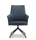 現代深藍色真皮帶扶手辦公椅 Modern Leather Office Chair