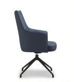 現代深藍色真皮帶扶手辦公椅 Modern Leather Office Chair