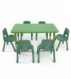 綠色塑料可升降六人長方形幼稚園枱椅套裝 Green Rectangular Kindergarten Table Set
