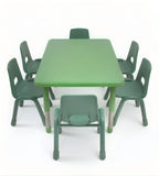 綠色塑料可升降六人長方形幼稚園枱椅套裝 Green Rectangular Kindergarten Table Set