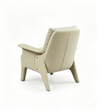 Modern Comfortable Beige Faux Leather and Fabric Single Seater Sofa