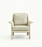 現代舒適米色西皮拼布藝帶扶手單座位梳化 Modern Comfortable Beige Faux Leather and Fabric Single Seater Sofa