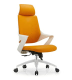 現代橙白雙色真皮高背大班椅 Modern Orange Executive Chair