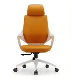 現代橙白雙色真皮高背大班椅 Modern Orange Executive Chair