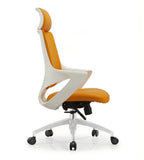 現代橙白雙色真皮高背大班椅 Modern Orange Executive Chair