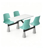 Modern Minimalist Green Slate Steel Frame 4-Seater Fixed School Dining Table