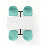 Modern Minimalist Green Slate Steel Frame 4-Seater Fixed School Dining Table