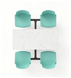 現代簡約綠色岩板鋼架四人位固定學校餐枱 Modern 4-Seater School Canteen Dining Table