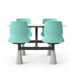 現代簡約綠色岩板鋼架四人位固定學校餐枱 Modern 4-Seater School Canteen Dining Table