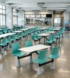 Modern Minimalist Green Slate Steel Frame 4-Seater Fixed School Dining Table