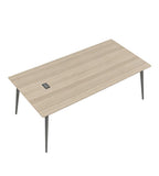 簡約淺木紋長方形帶線盒小型會議枱 Minimalist Light Wood Small Conference Table