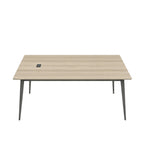 簡約淺木紋長方形帶線盒小型會議枱 Minimalist Light Wood Small Conference Table