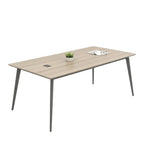 簡約淺木紋長方形帶線盒小型會議枱 Minimalist Light Wood Small Conference Table