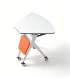 Orange and white foldable movable functional table