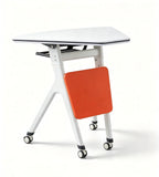 Orange and white foldable movable functional table