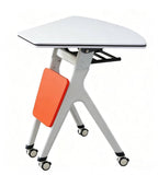 Orange and white foldable movable functional table
