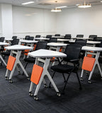 Orange and white foldable movable functional table