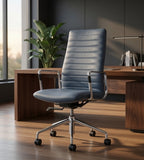 意大利真皮自重式升降傾仰辦公椅 Italian Leather Self-adjusting Office Chair