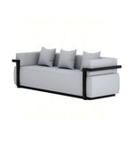 商務舒適灰色西皮實木腳辦公梳化 Grey PU Leather Office Sofa with Wood Legs