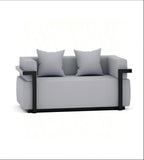 商務舒適灰色西皮實木腳辦公梳化 Grey PU Leather Office Sofa with Wood Legs