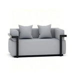 Grey PU Leather Office Sofa with Wood Legs
