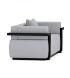 商務舒適灰色西皮實木腳辦公梳化 Grey PU Leather Office Sofa with Wood Legs