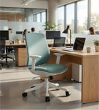 簡約白框網背帶轆辦公椅 Minimalist White Frame Mesh Office Chair