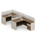 現代木紋L型帶活動櫃屏風工作枱 Modern L-Shaped Desk with Cabinet