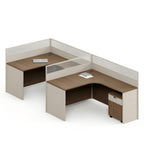 現代木紋L型帶活動櫃屏風工作枱 Modern L-Shaped Desk with Cabinet