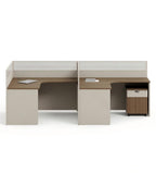 現代木紋L型帶活動櫃屏風工作枱 Modern L-Shaped Desk with Cabinet