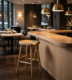 Nordic Natural Ash Wood Backless Bar Stool