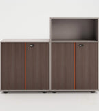 商務胡桃木色木紋雙門帶鎖文件櫃 Business Walnut Lockable Filing Cabinet