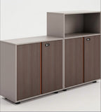 商務胡桃木色木紋雙門帶鎖文件櫃 Business Walnut Lockable Filing Cabinet