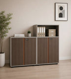 商務胡桃木色木紋雙門帶鎖文件櫃 Business Walnut Lockable Filing Cabinet