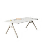 簡約白色長方形帶線盒小型會議枱 Minimalist White Rectangular Conference Table
