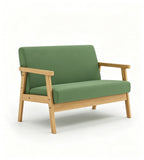Nordic Minimalist Green Fabric Solid Wood 2-Seater Sofa