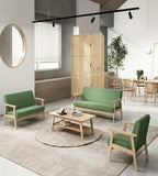 Nordic Minimalist Green Fabric Solid Wood 2-Seater Sofa